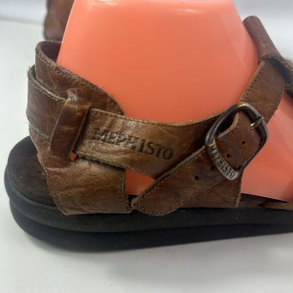 Mephisto Sam Brown Leather Men's Sandals - Picture 5 of 15